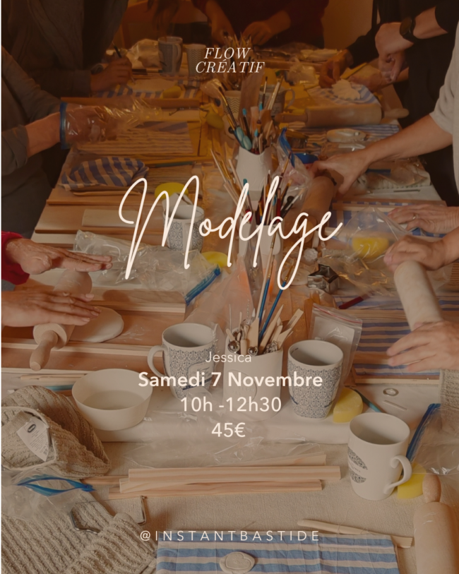Atelier modelage chez Instant Bastide le 7 novembre